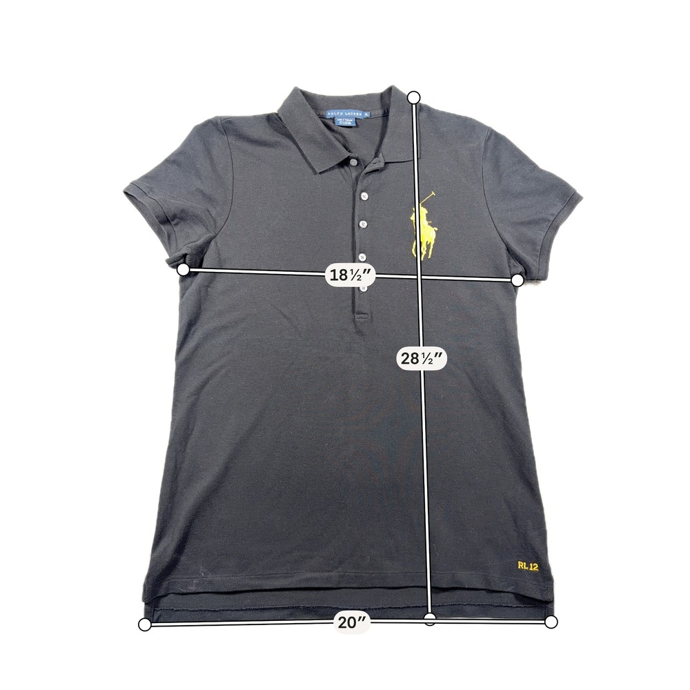 Ralph Lauren Polo Shirt Women XL Black Big Pony RL12 Short Sleeve - Picture 7 of 8